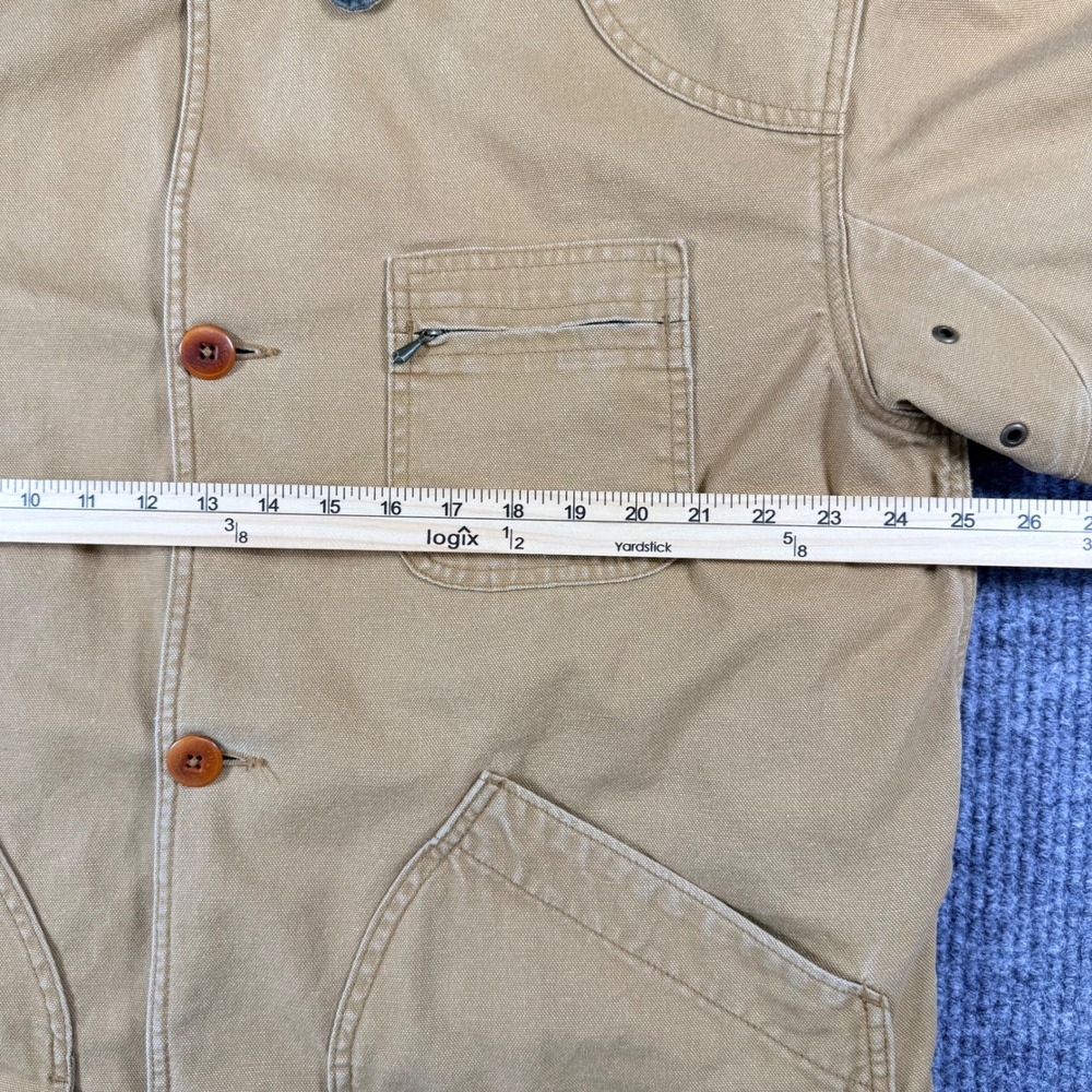 Vintage L.L.Bean Barn Coat Mens Tan Canvas PrimaLoft Lined Corduroy Collar - Picture 8 of 16